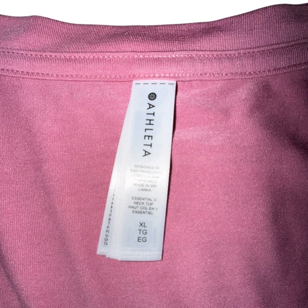 ATHLETA Essential V-Neck Long-Sleeve Top - Antique Rose XL - Picture 5 of 14